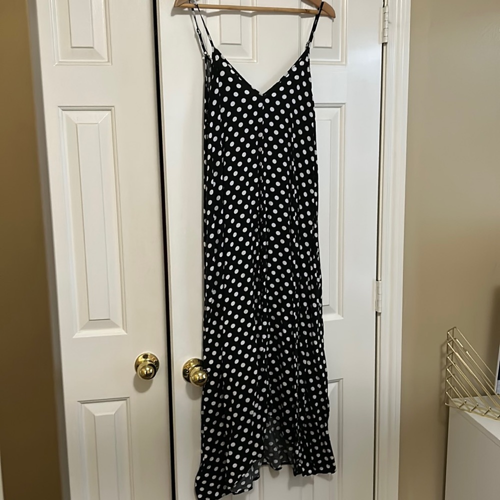 Medium black and white polka dot sun dress